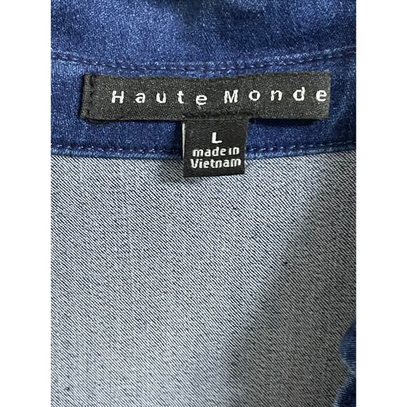 Haute Monde Sleeveless Zip Front Blue Denim Dress Large - Picture 4 of 9